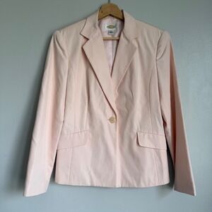 Vintage Talbots Silk Cotton Blend Blazer Pink Single Button Suit Jacket 4